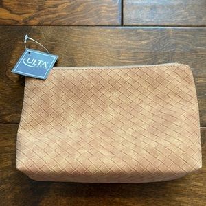 NWT Ulta Camel Faux Suede Zippered Makeup Beauty Bag